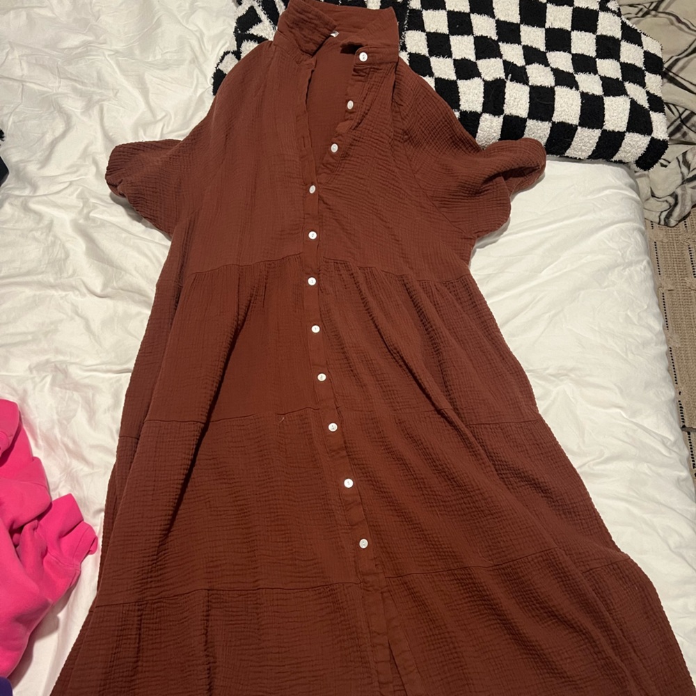 Brown Button Up Dress